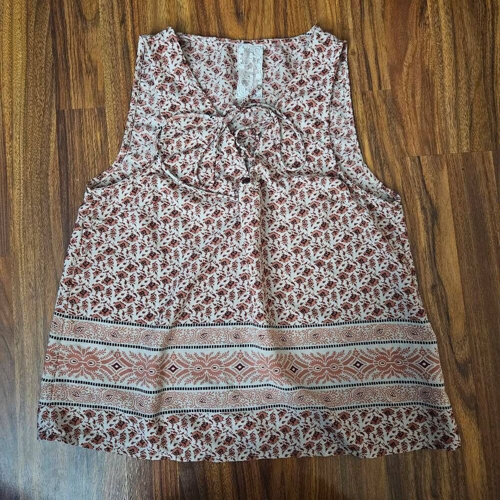Sadie & Sage Boho Lace Up Tank Top Blouse Womens Size Small
